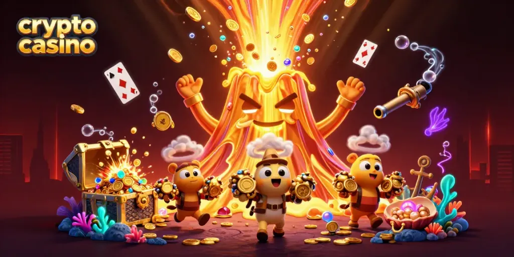 Gioca nel crypto casino con scene vivaci e avventure epiche mentre esplodi in un tesoro di bonus e vincite.