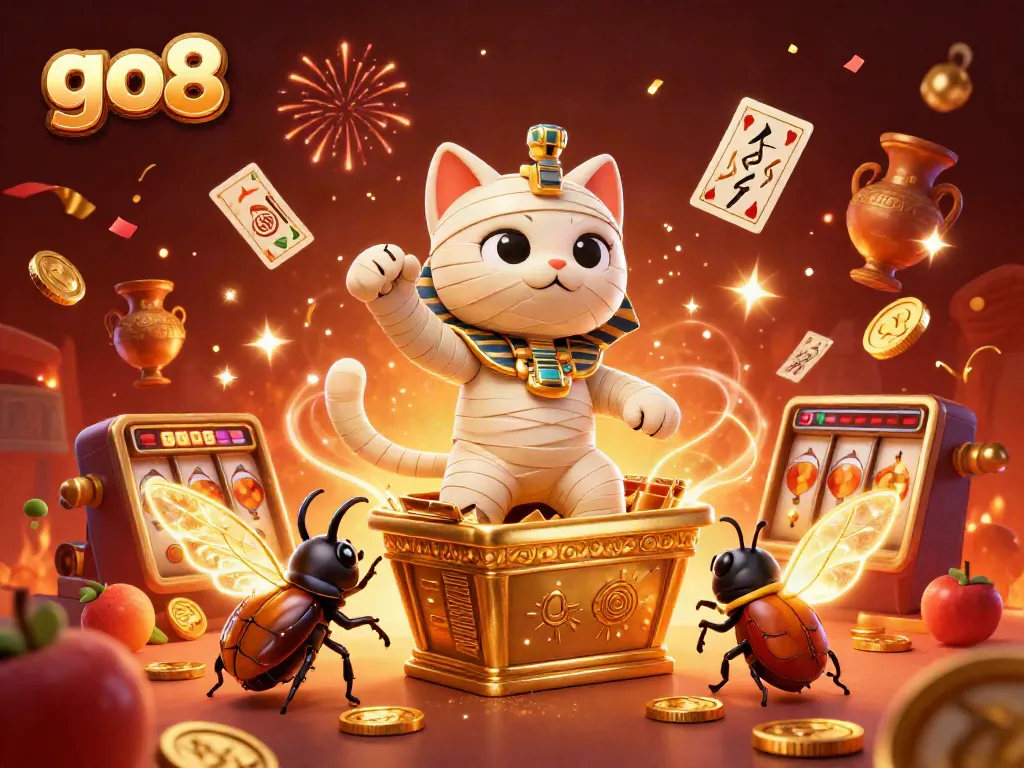 Experience the thrilling go8 casino adventure with vibrant Egyptian-themed characters and dazzling slot game elements.