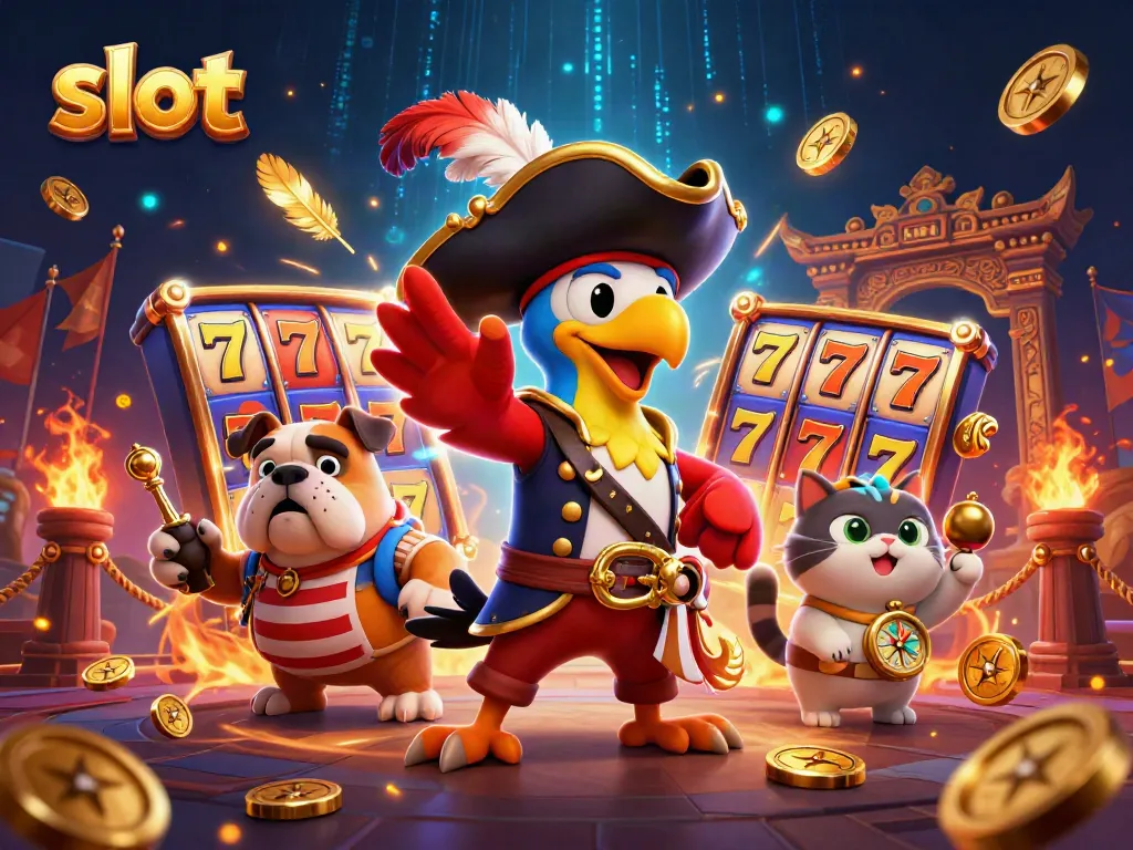 Engage with thrilling slots gameplay featuring a pirate crew on an adventure with spinning reels.