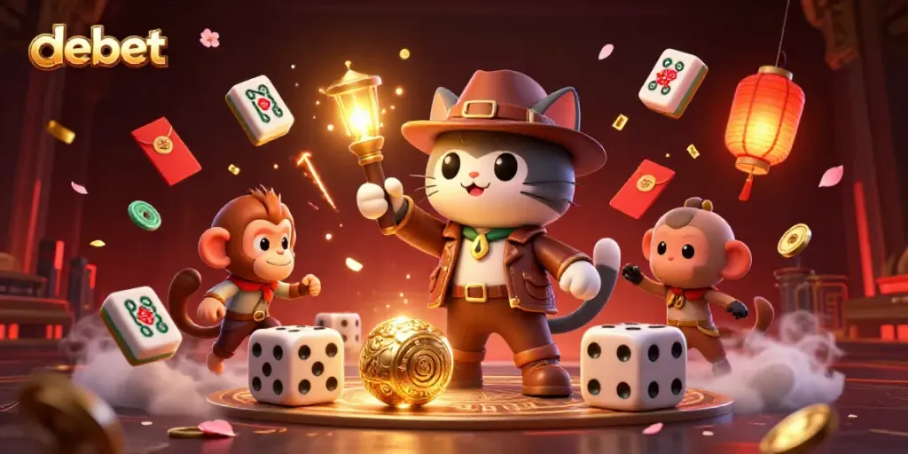 Experience debet with thrilling 3D casino adventure featuring a cat archaeologist and vibrant game elements.