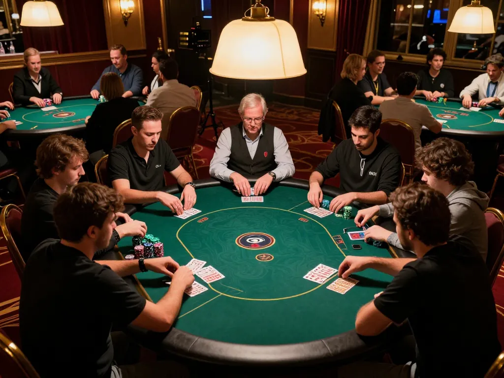 Players enjoying a thrilling poker tournament at 88clbgo, surrounded by elegant decor and intense competition