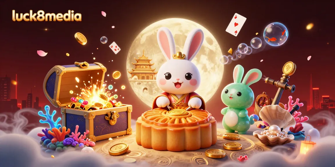 Engage with luck8media as players enjoy dynamic gambling thrills among floating cards and treasures.