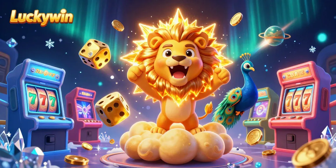 Experience the thrill of casino games with Luckywin's vibrant 3D illustration showcasing exciting elements.