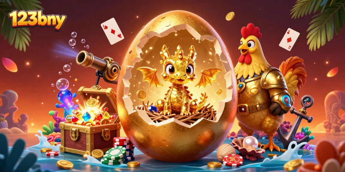 Experience thrilling gameplay with 123bny's vibrant casino scene featuring a golden dragon and poker chips.