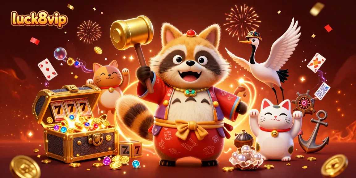 Experience the thrill of luck8vip with festive characters and casino elements bringing excitement.