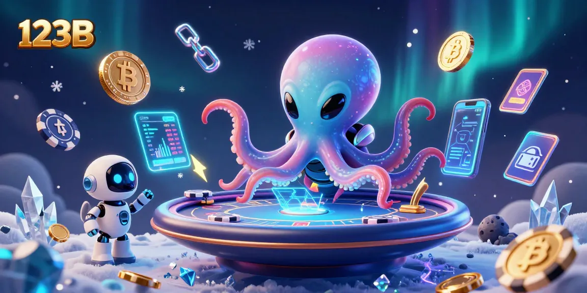 Engage in thrilling games at 123B with an alien octopus dealer managing a holographic poker table.