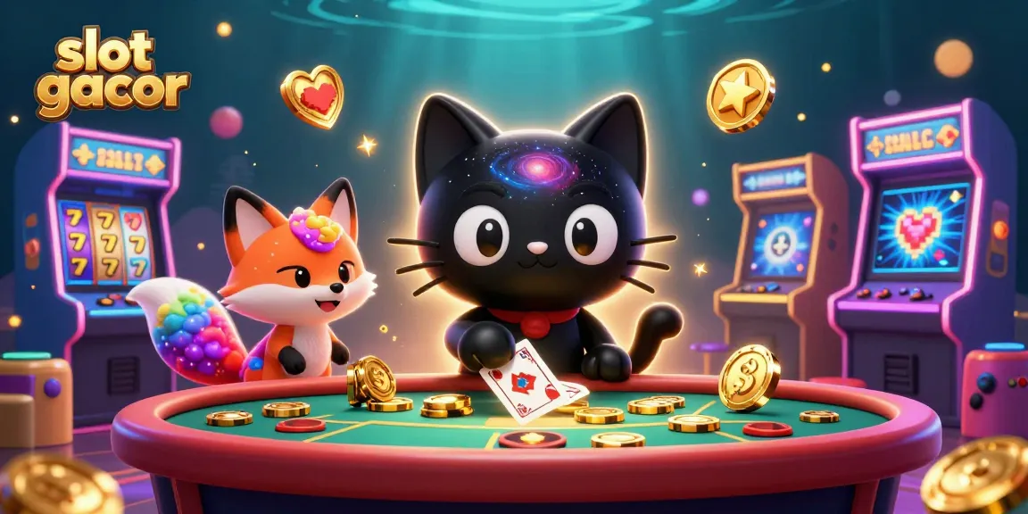 Engage with exciting slot gacor gameplay at a cosmic casino table featuring captivating characters.