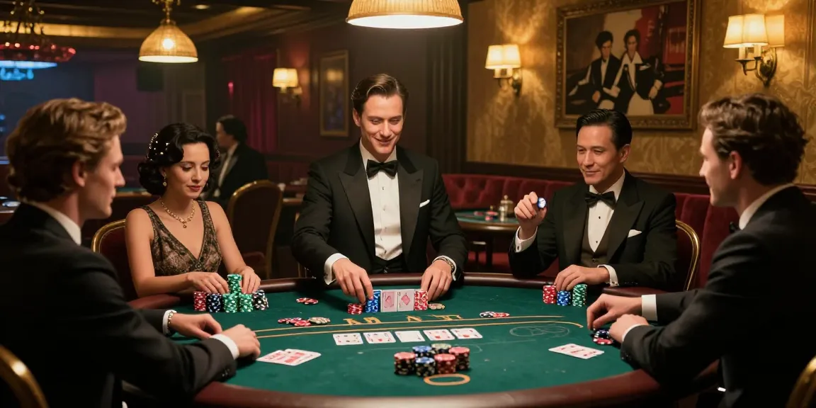 Experience the classic mafia-themed atmosphere of rokok88 online casino with vibrant players and elegant décor.