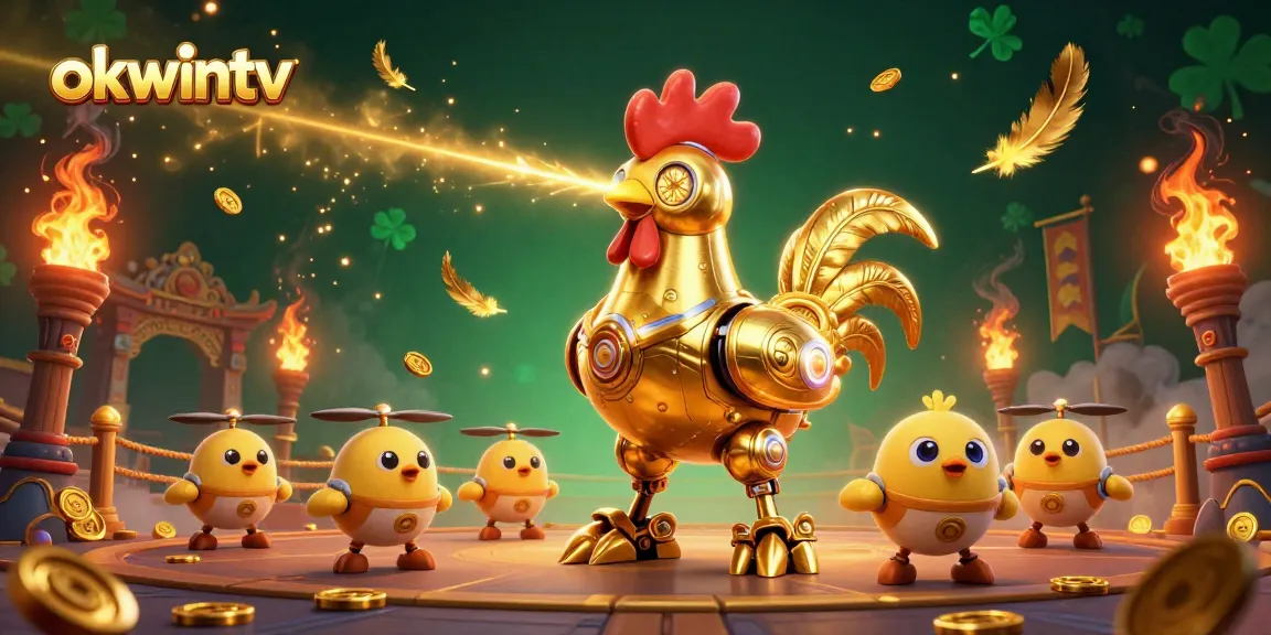 Experience exhilarating gameplay with okwintv's dynamic casino scene, showcasing laser-engraving rooster robot in action.