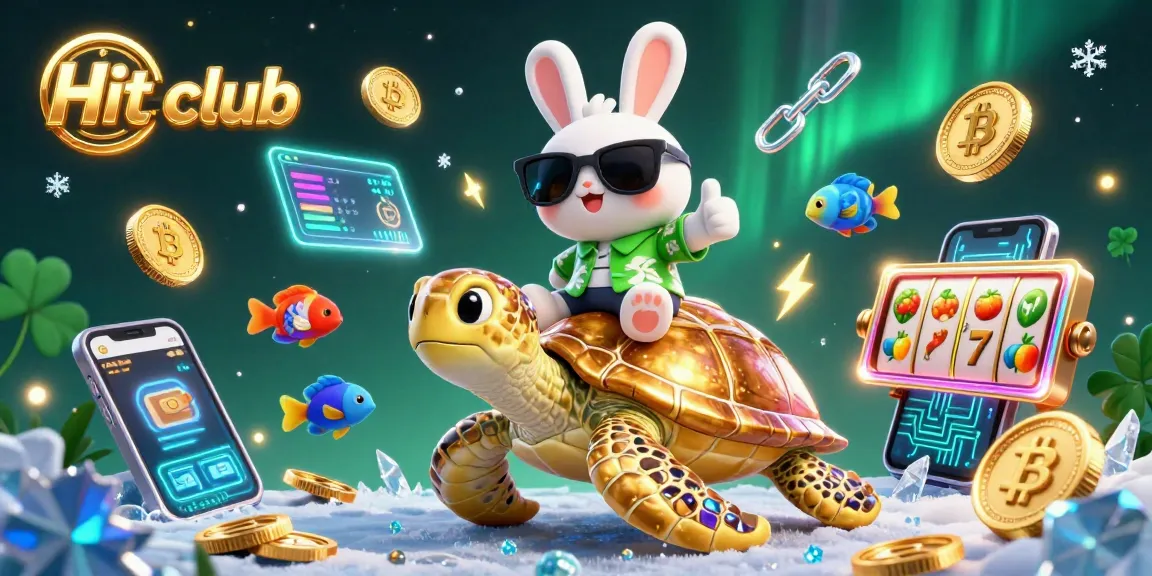 Join the Hit club with a festive 3D representation of a lucky rabbit and golden turtle celebrating casino vibes.
