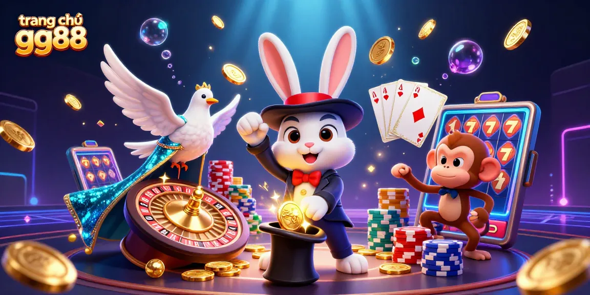 Win big today at trang chủ gg88 as the magician pulls golden coins from a top hat!