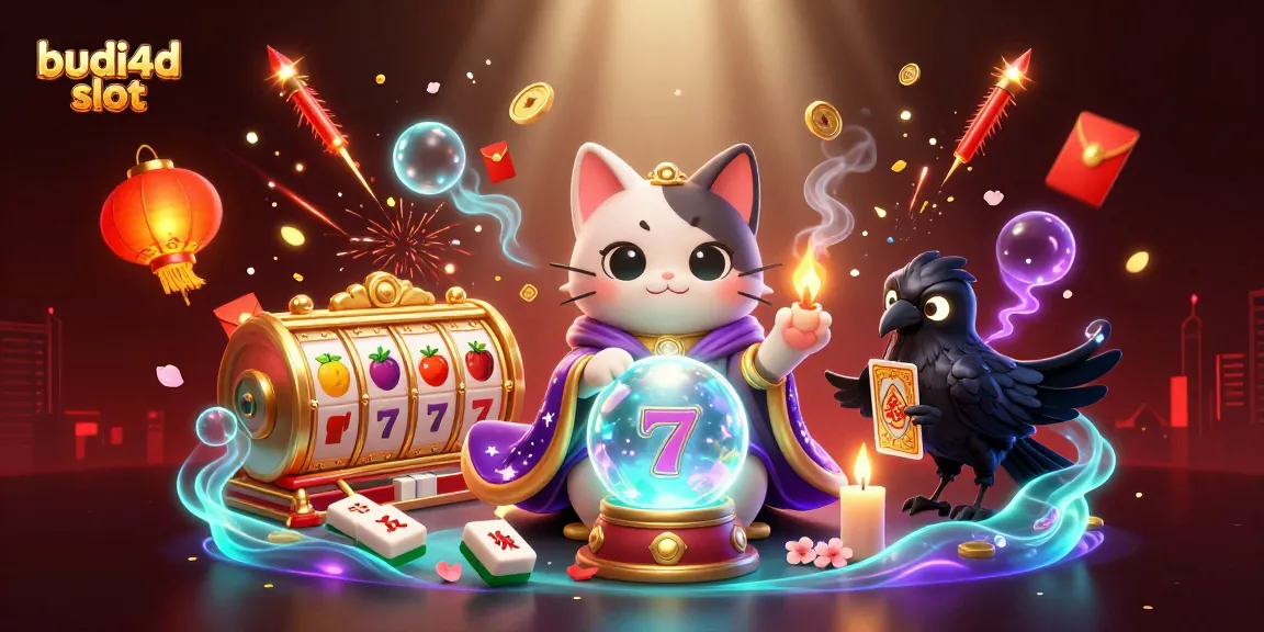 Experience winning excitement with budi4d slot, featuring vibrant 3D illustrations of luck, fortune, and festive gaming.