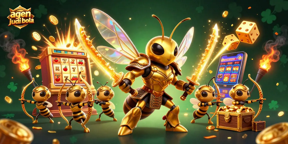 Experience thrilling agen judi bola with dynamic elements and colorful casino games in a vibrant scene.