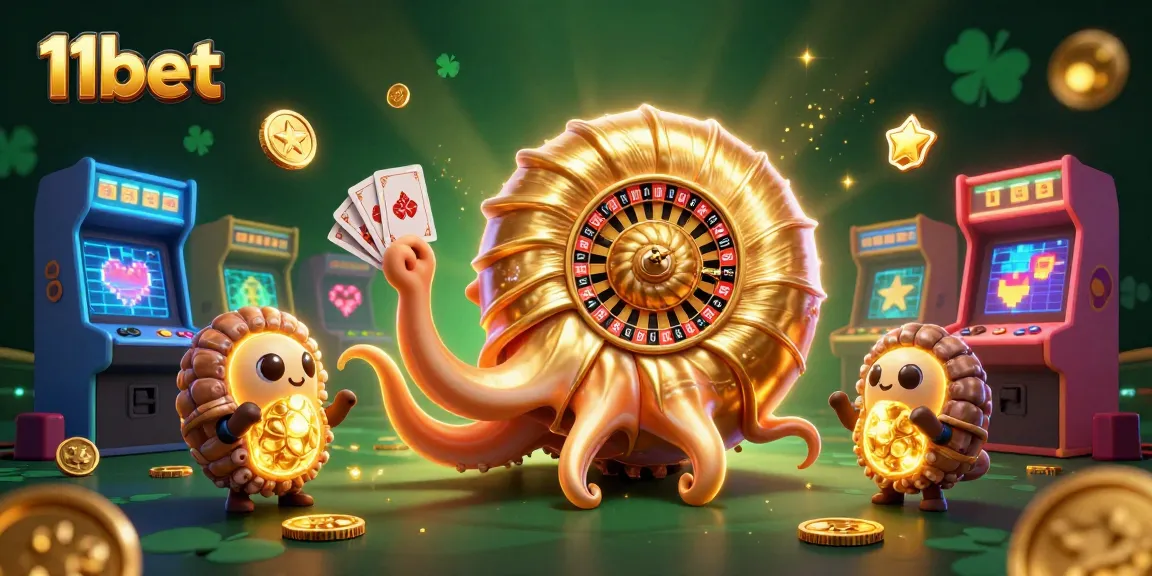 Experience the thrill of 11bet with a vibrant 3D illustration showcasing an ancient nautilus roulette wheel.